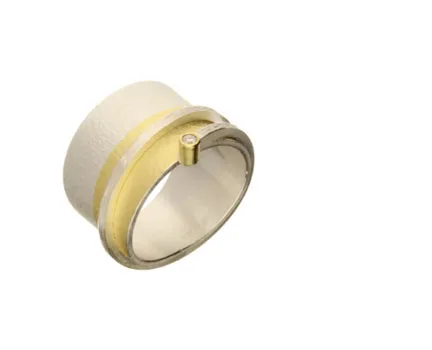 Bicolor Schmuckring mit Zargenfassung