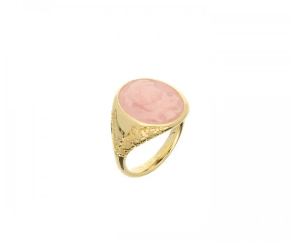 Goldring mit Steingravur eines Hundegesichts